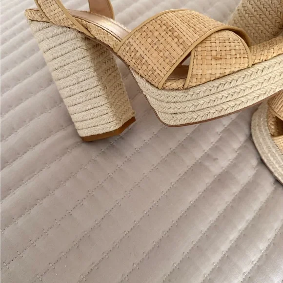 Coach Tan Woven Platform Heels - Picture 7 of 13